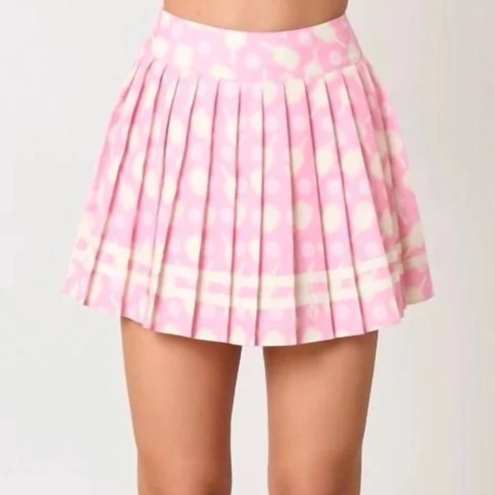 Peach Love California Light Pink Pleated Mini Skirt